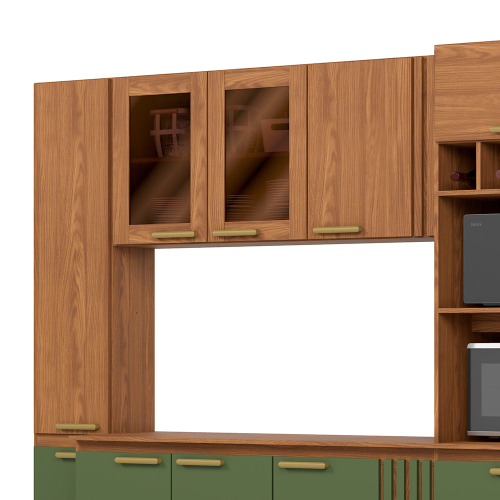 Cozinha Compacta BC01-216 10 Portas 2 Gavetas Nature/Verde - Briz - Imagem 4