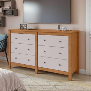 Cômoda Maggiore 6 Gavetas Amêndoa/Off White - Móveis Lopas Amêndoa/Off White