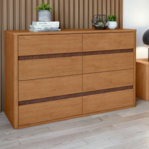 Cômoda 8 Gavetas 150x95cm Leder Amêndoa Clean