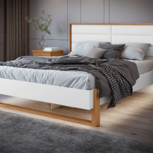 Cama Casal Freetown 160 Branco Amêndoa Clean - Lopas Branco Amêndoa Clean