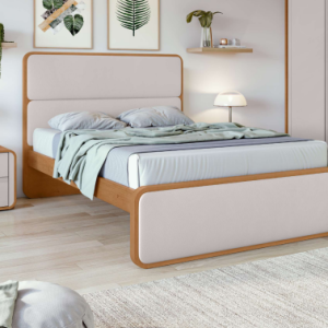 Cabeceira Casal Queen 160cm Loop 171cm X 50cm X 120cm Amêndoa/Bege