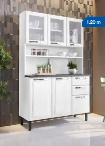 Armário Kit de Cozinha Compacta Aço 6 Portas 2 Gavetas Itatiaia Pratika Branco com Preto - Imagem 4