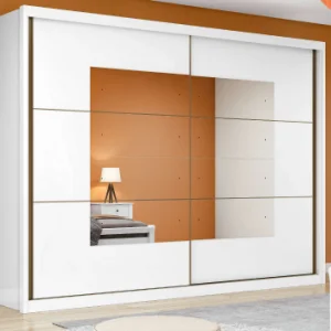 Guarda-Roupa Toronto Plus com Espelho – 2 Portas, 6 Gavetas, Branco – Lopas